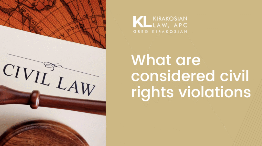 What Are Considered Civil Rights Violations? Your Rights and Legal Options Explained 4 Civil law book and judge’s gavel next to the text “What are considered civil rights violations,” representing legal guidance on civil rights protections.
