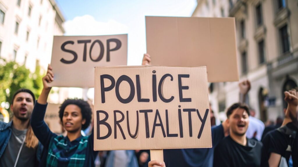 community protest against police brutality in California