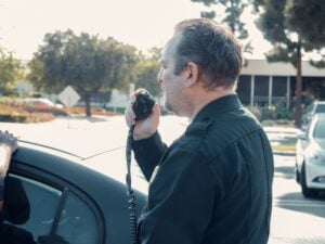 Search and Seizure Rights During a Traffic Stop: What You Need to Know 1 A police officer approaching a driver's window during a traffic stop in Los Angeles